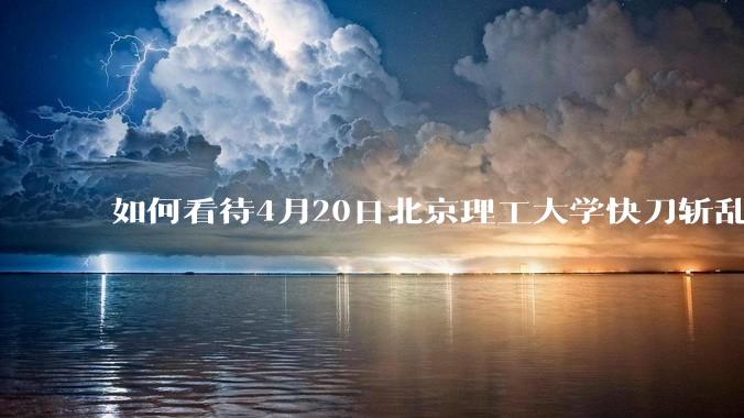 如何看待4月20日北京理工大学快刀斩乱麻处理“宫琳***”的做法？